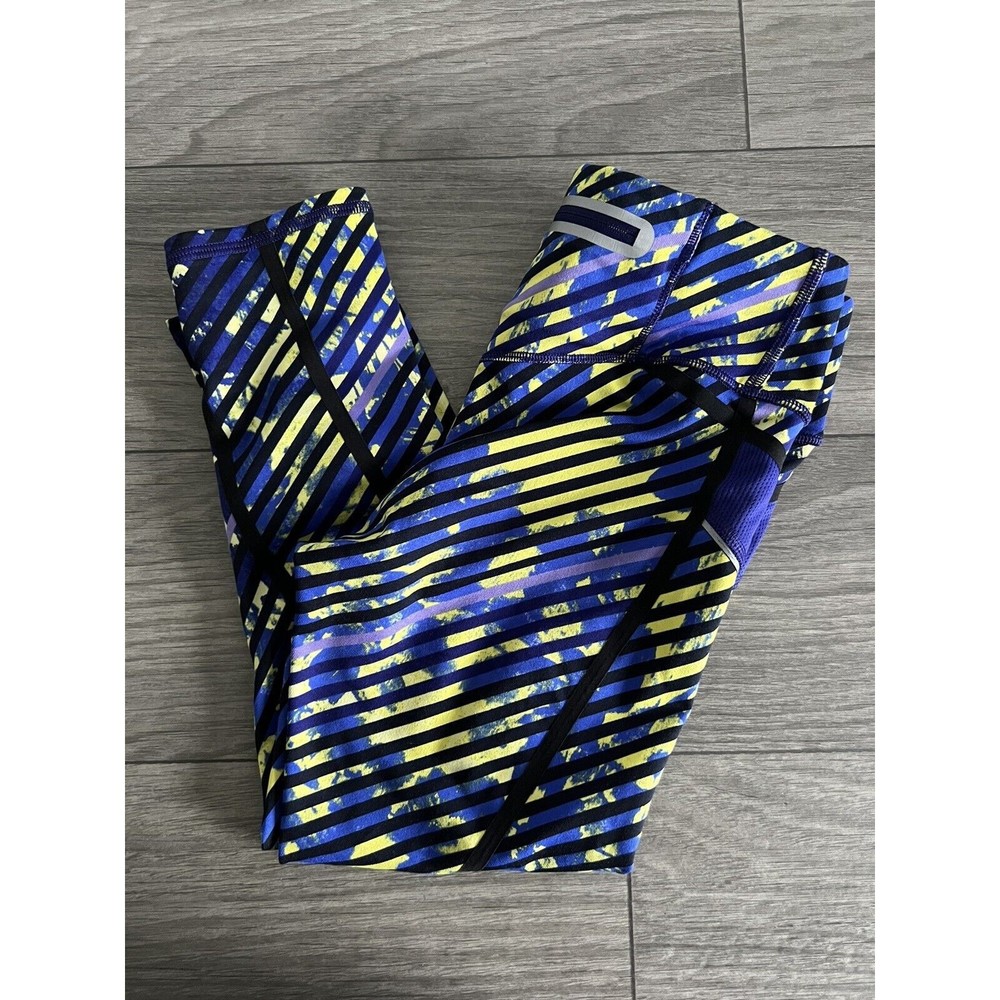 Athleta Radical Stride Capri Leggings Blue Yellow Size‎ XXS